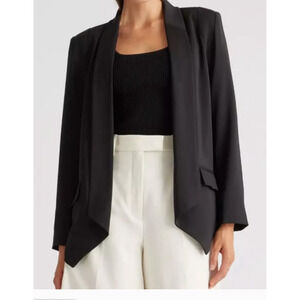 Quince Women's Stretch Crepe Open Blazer Black XL NWT